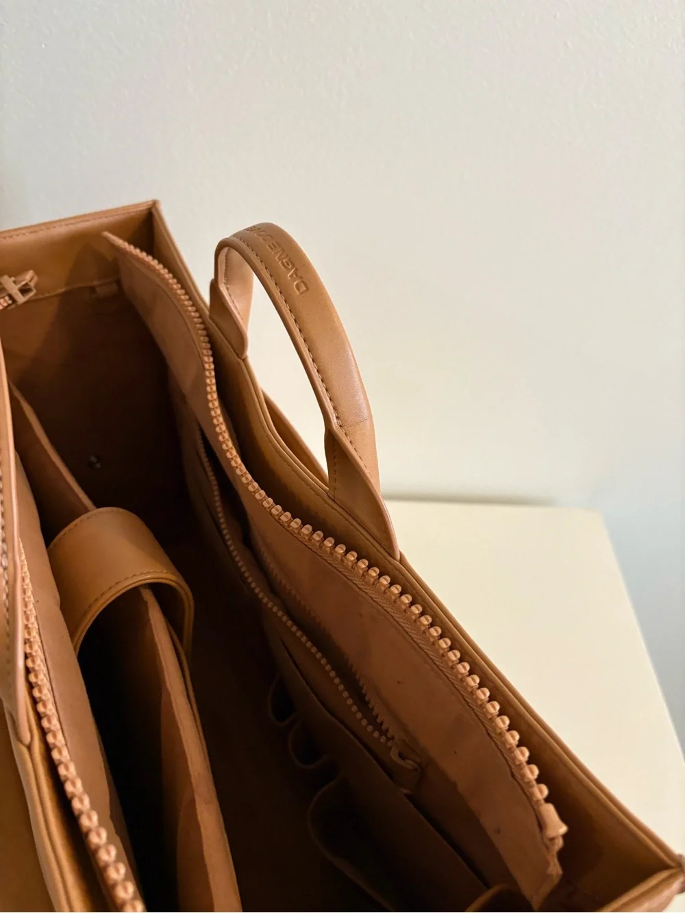 Dagne Dover || Large Daily Tote in Pinto Work Laptop Bag Tan Beige